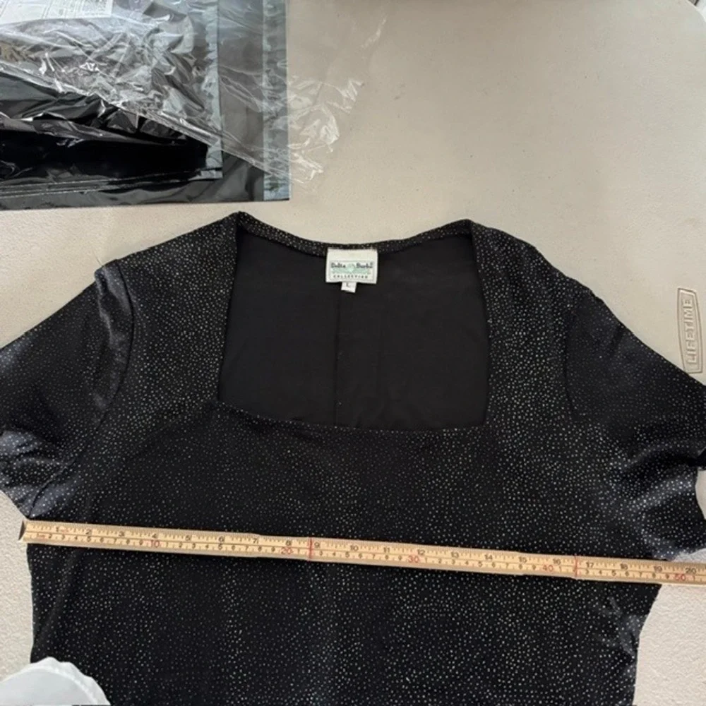 Delta Burke Collection Womens Black Silver Glitter‎ Maxi Dress Square Neck Large